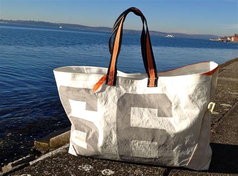 old sails made into bags.